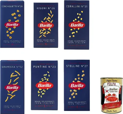 Produktbild von Pasta pastina risoni, conchigliette, corallini, gramigna, puntine, stellline 6x 500g testpaket italian nudeln + Italian Gourmet polpa 400g