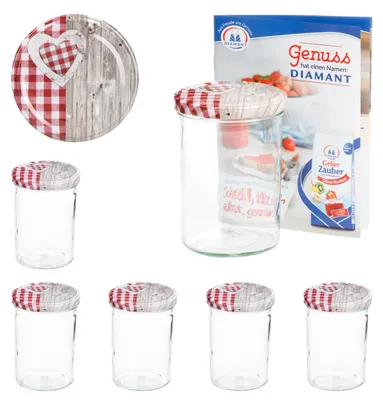 Obrázek produktu pro sada 6 kelímků 435 ml Do 82 víček Dřevěné srdce červené včetně brožury receptů Diamond Gelling Magic