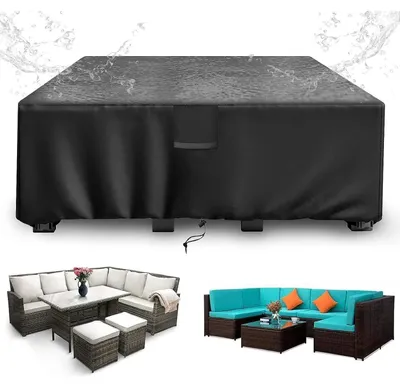 Image de Housse de protection pour mobilier de jardin, dimensions 220x100x74 cm, tissu Oxford 420D, imperméable et résistante au vent
