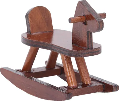 Immagine prodotto di Cavallo a dondolo per casa delle bambole in scala 1:12, cavallo a dondolo in legno per accessori, marrone