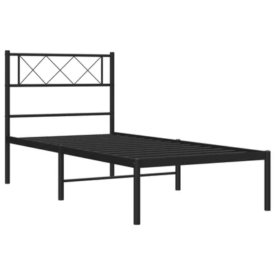 Produktbild von Bettgestell mit Kopfteil Metall Schwarz 75x190 cm