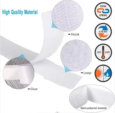 Produktbild von Selbstklebendes Klettband - Klettverschlussband - 20 mm - 25 m - Nylon/Polyester - Weiß