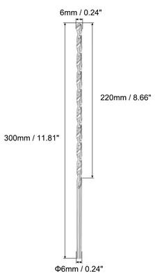 Produktbild von 2 Stš¹ck 6mm Edelstahlbohrer lang 300mm, HSS Bohrer, Universal-Rundschaftbohrer fš¹r Edelstahl, Holz, Aluminium, Eisen, Metall, Kunststoff, Silber