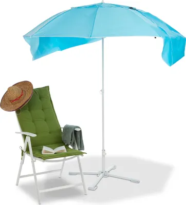 Produktbild von relaxdays plážový slunečník beach shell round, modrý Ø 180,0 cm