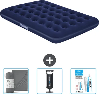 Produktbild von Bestway Luftmatratze - Französisches Bett - 137 x 191 x 22 cm - Blau - Im Lieferumfang enthalten Zubehör