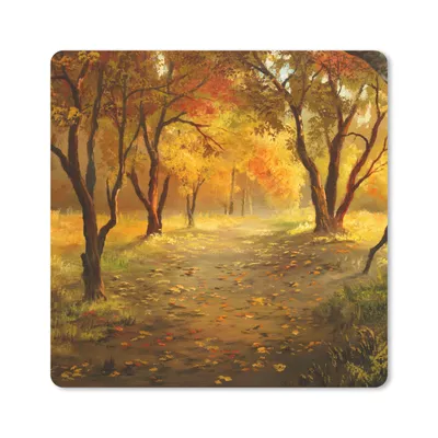 Produktbild von MuchoWow® Mauspad Mousepad Eine Illustration eines Waldes im Herbst 30x30 cm - Mousepads - Maus Mat - Pad - Mausunterlage - Gaming