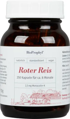 Produktbild von BioProphyl Roter Reis | 100 Kapseln | 2,5 mg Monacolin-K aus Monascus purpureus