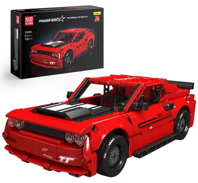 Produktbild von Mould King 15080 Technik Speed Champion Dodg Challenger Sportwagen Bausteine mit Rückziehmotor Rennwagen Klemmbausteine Autobausätze Für Kinder Fans Erwachsene (738 Teile)