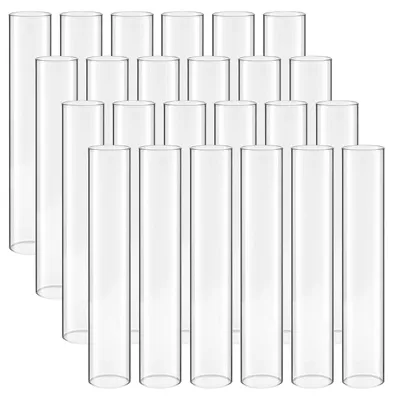 Image de Cylindres en verre pour bougies, lot de 24 - Lot de verres à bougies « Hurricane » - Verre borosilicaté - Sans fond - Pare-vent - 6,5 x 35 cm - Pour les mariages et les décorations de fête