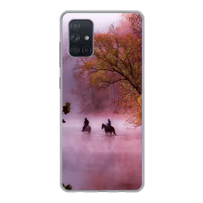 Produktbild von MuchoWow® Handyhülle Schutzhülle Hülle für Samsung Galaxy A51 5G Pferde - Nebel - Wald Silikon Softcase Handy Hülle - Abbildung