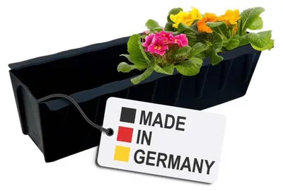 Image de BURI Jardinière pour palettes Euro | 37,3cm noir | Jardinière pour palette Euro | Jardinière de balcon | Pot de fleurs | en plastique solide | Germany