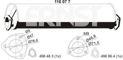 Produktbild von ERNST 116077 Endschalldämpfer für VW TRANSPORTER III Bus Auspuff