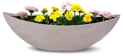 Image de Grande jardinière ovale 55 cm pour l'extérieur Décoratif sable beige