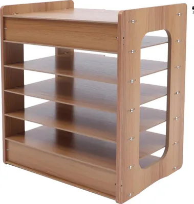 Image de Organiseur en papier, conception à 7 niveaux, structure peu encombrante, couleur bois naturel