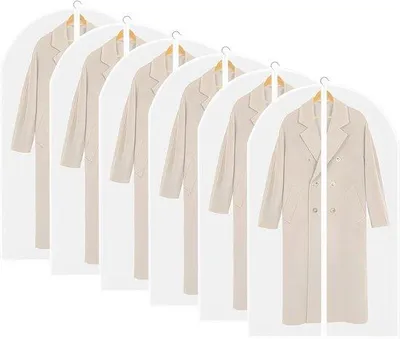 Image de Housses de protection longues, lot de 6 : housses de voyage transparentes, sacs de protection pour vêtements étanches, sacs imperméables avec fermeture rapide pour robes de soirée (60 x 100 cm)