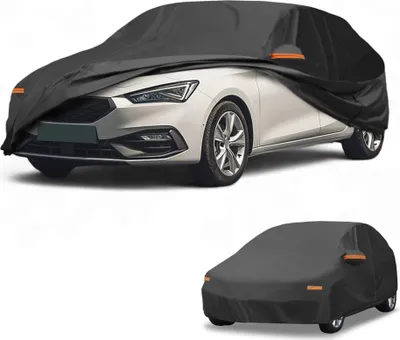Image de Housse De Voiture ImpermšŠable Toutes Saisons Pour Automobile ExtšŠrieure Anti-Uv Soleil Pluie Protection Complššte Pour Mazda 3 Hatchback 190T-Pu Noir Avec Bandes RšŠflšŠchissantes