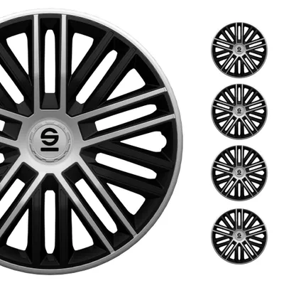 Immagine prodotto di Coprimozzi Sparco 15 pollici Bergamo nero argento 4 pz