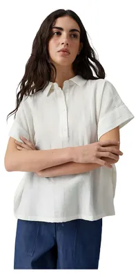 Produktbild von OPUS Festelle Bluse Größe 36, Weiß, mit kurzen Ärmeln, Umlegekragen und Knopfleiste
