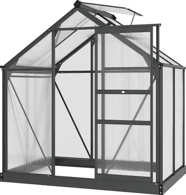 Produktbild von Outsunny Gewächshaus Aluminium Treibhaus mit Dachfenster Tür 190 x 132 x 201 cm Pflanzenhaus mit Fundament begehbares Tomatenhaus Witterungsbeständig