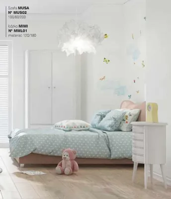 Productafbeelding van Kinderkamer, kinderbed, bed, nachtkastje, kledingkast, houten meubels, wit, set van 3 stuks