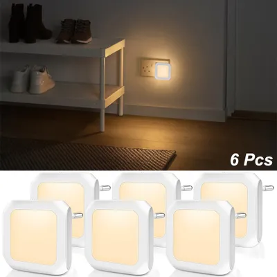Produktbild von 6 Stück LED Nachtlicht Steckdose Warmweiß Dimmbar Dämmerungssensor Gering Stromverbrauch für Schlafzimmer Wohnzimmer Flur Keller Treppe