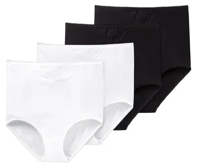 Produktbild von Schiesser Damen Maxislip 4-Pack Baumwolle Essentials - schwarz-weiss - Größe 48