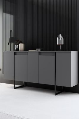 Skye Decor, Luxe - Anthracite, Black, Konsole, 100 % MELAMINBESCHICHTETE SPANPLATTEN, Anthrazit, 160 x 35 x 80 cm