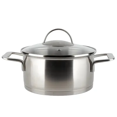 Produktbild von Bratentopf 20 cm Edelstahl Induktion EUROHOME Glasdeckel rostfrei - Kochtopf verwendbar als Gartopf, Schmortopf und Brattopf - spülmaschinengeeignet