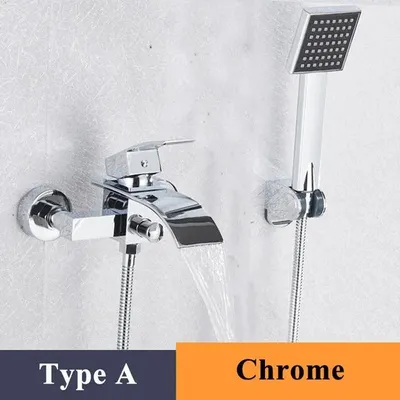 Produktbild von Wasserfall Badewannenarmatur - Wandmontage Wannen- und Duscharmatur - Einhebelmischer - Heiß/Kalt - 304 Edelstahl - Polierte Oberfläche Chrome A