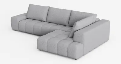 Produktbild von Ecksofa aus Bouclé-Stoff, ESSA - 352x210x85cm, L-Form, Rechts, Sofa, Wohnzimmersofa - Grau