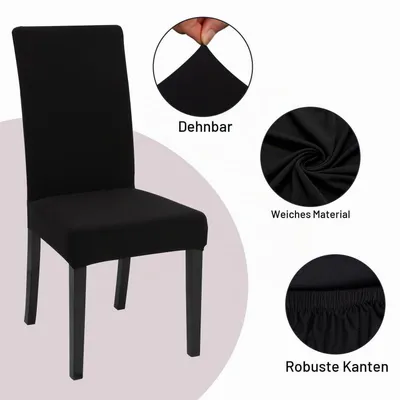 Obrázok produktu pre Sada 6 elastických, umývateľných poťahov čiernej farby, vhodné do jedálne, hotela alebo na bankety