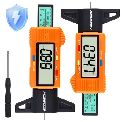 Image de Ensemble de 2 sondes de mesure de profondeur numérique, 0-25,4 mm/pouces, écran LCD, couleur orange