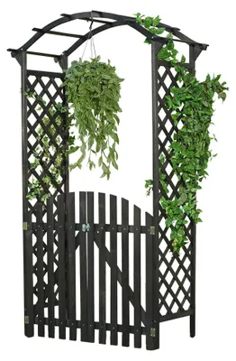 Image de Arc de roses noir + portes Treillis Treillis bois Pergola Jardin Arc de porte