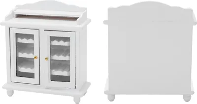 Image de Armoire de maison de poupée en bois, classique, élégante, meuble miniature DIY pour maison de poupée 1/12, blanc