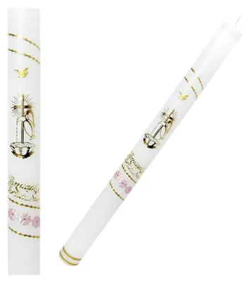 Produktbild von Handgefertigte Taufkerze Rosa & Gold, 41cm