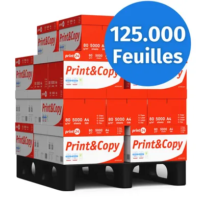 Image de print24 Papier d'impression Papier de copie 125000 feuilles 250 x 500 A4 80 g Premium White  PEFC