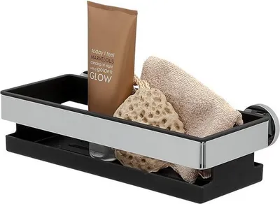 Produktbild von Tiger Noon Duschkorb 30 cm Chrom, ohne Bohren, mit flachem Boden und hoher Kante