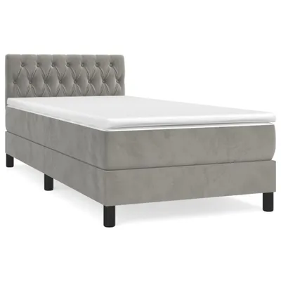 Immagine prodotto di vidaXL Letto a molle con materasso grigio chiaro 90x190 cm in velluto