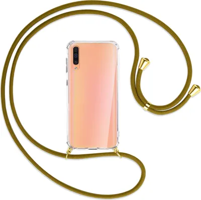 Produktbild von Handykette Backcover-Schutzhülle mit Band (Metall goldfarben) für Samsung Galaxy A50 - khaki
