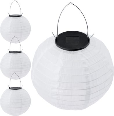 LUMILED Solar Lampions Außen, 4x wetterfest Solarlaterne Laterne, Ø20cm LED Lampion Solarleuchte IP44 Kugel weiß Hängend Dekorative wetterfest