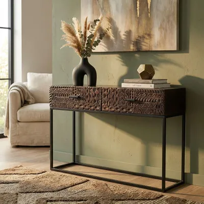 Immagine prodotto di Milani Home - consolle 120 x 30 x 76 cm, legno di mango e ferro