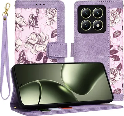 Produktbild von Techsuit FlipCraft Book Wallet Klapphülle mit Kabel für Xiaomi 14T - Mysterious Lila