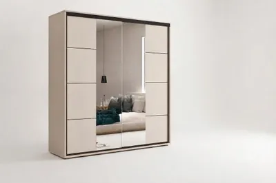 Produktbild von Mia 3 Kleiderschrank mit Spiegel – Kaschmir - 175 x 62 x 215 cm