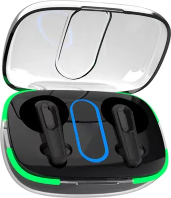 Zdjęcie produktu dla Bezprzewodowe słuchawki Bluetooth SENECESLI, słuchawki douszne z ładowarką 300 mAh, słuchawki z cyfrowym wyświetlaczem LED, bas stereo, słuchawki sportowe (czarne)