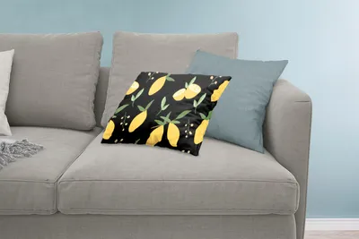 Produktbild von MuchoWow® Zierkissen Sofakissen Wohnzimmer Dekokissen 60x40 cm Zitrone - Muster - Abstrakt - Schwarz - Kopfkissen - Polster mit Foto
