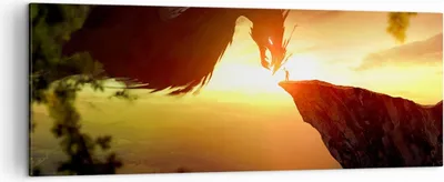 Produktbild von Bild auf Leinwand - Leinwandbild - Drache Rock Kreatur - 140x50cm - Wand Bild - Wanddeko - Leinwanddruck - Bilder - Kunstdruck - Wanddekoration - Leinwand bilder - Wandkunst - AB140x50-3883