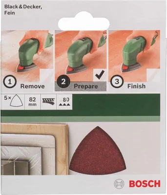 Produktbild von Bosch Schleifblatt 5 Stück, 82 mm, Körnung 80  für Deltaschleifer verschiedene Materialien,