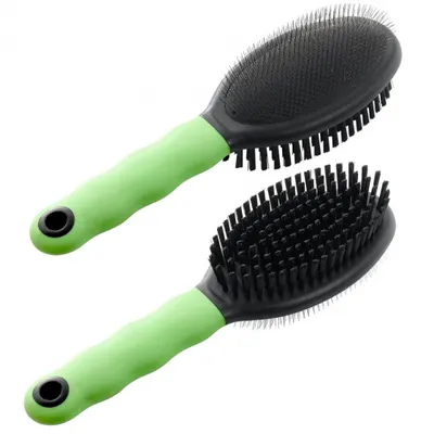 Produktbild von Katzenbürste doppelt 23 cm Stahl/Polyamid grün/schwarz