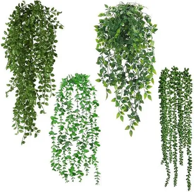 Produktbild von Kunsthangpflanzen 4 Stück, 55-80 cm, mit Topf, für Innen-&Außendekoration