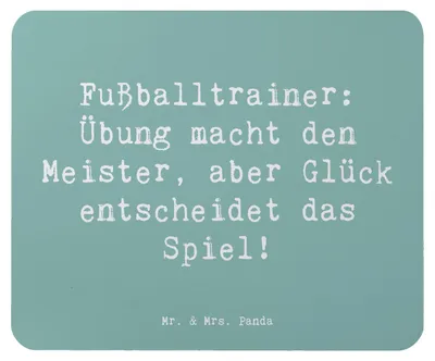 Produktbild von Mr. & Mrs. Panda Mouse Pad Spruch Fußballtrainer Erfolgskick - Meeresbrise - Geschenk, Berufsalltag, laptop mousepad, Fußball, Berufsgestaltung, Beruf, Taktik, Mauspad